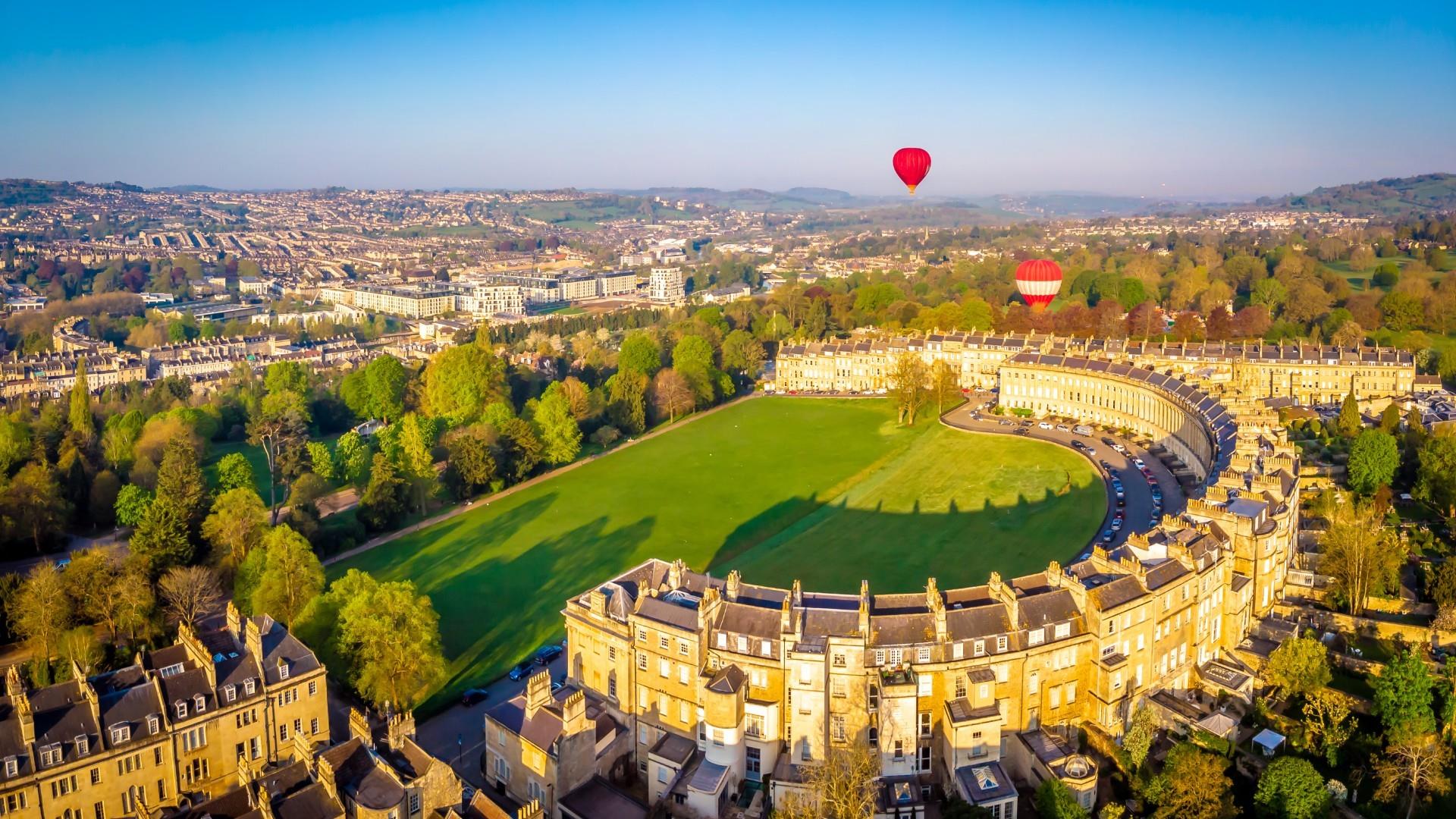Royal Crescent Aerial View with Balloon