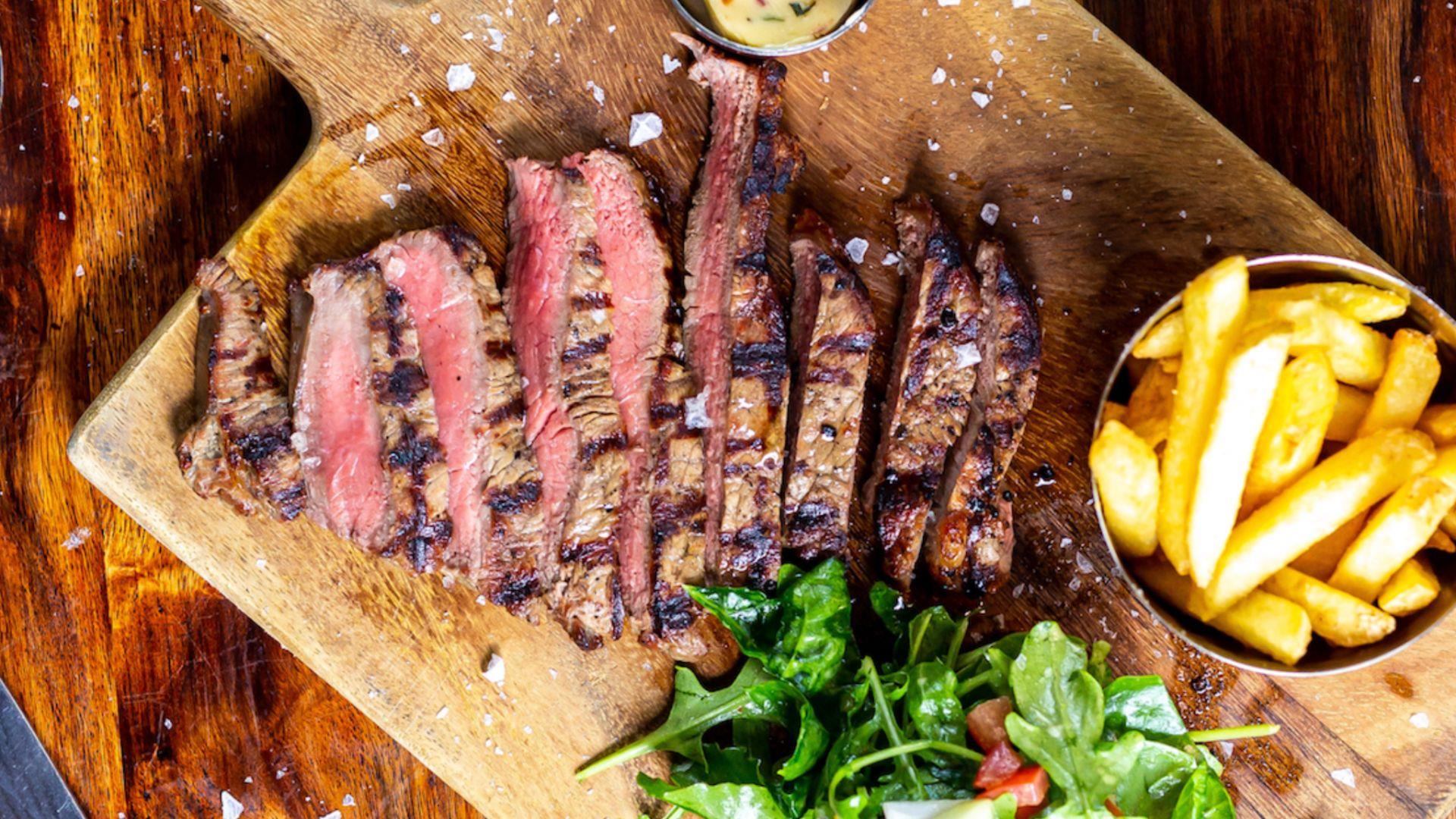 Steak and chips at Green Park Brasserie