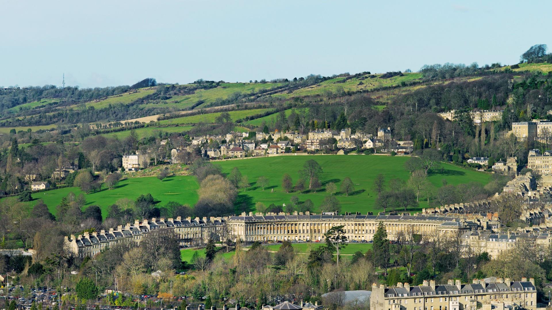 Royal Crescent and surrounding countryside