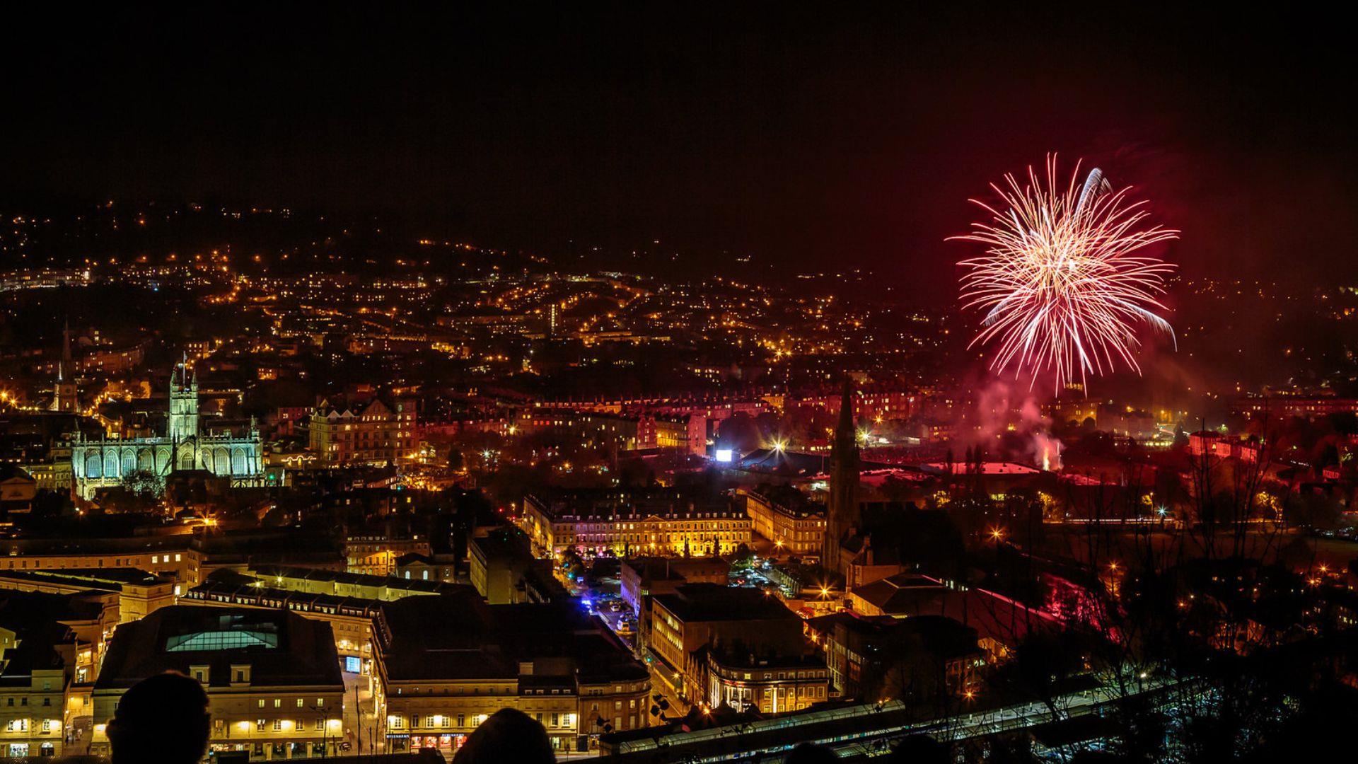 Fireworks over Bath skyline