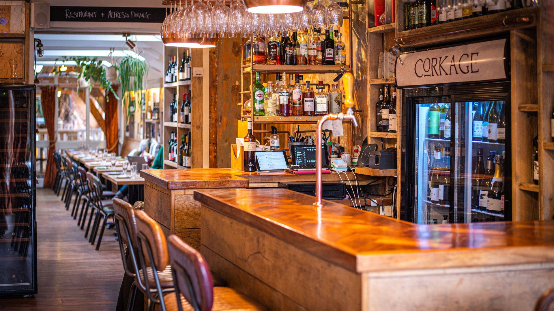 Bar area at Corkage in Bath