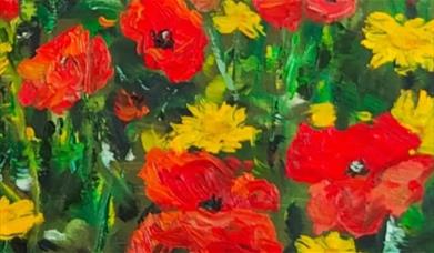 Acrylic Workshop this Summer: Poppies example