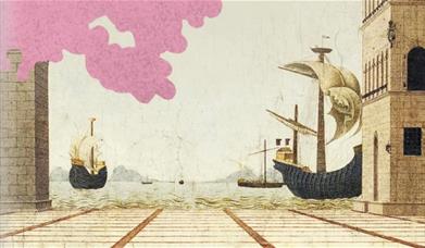 pink and boats