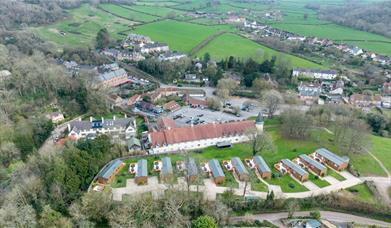 An aerial view of Mendip View Lodges in Wookey Hole