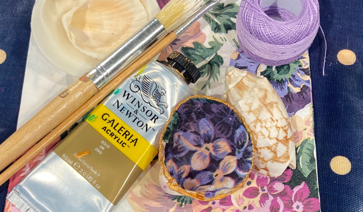 Items needed to decoupage Shells