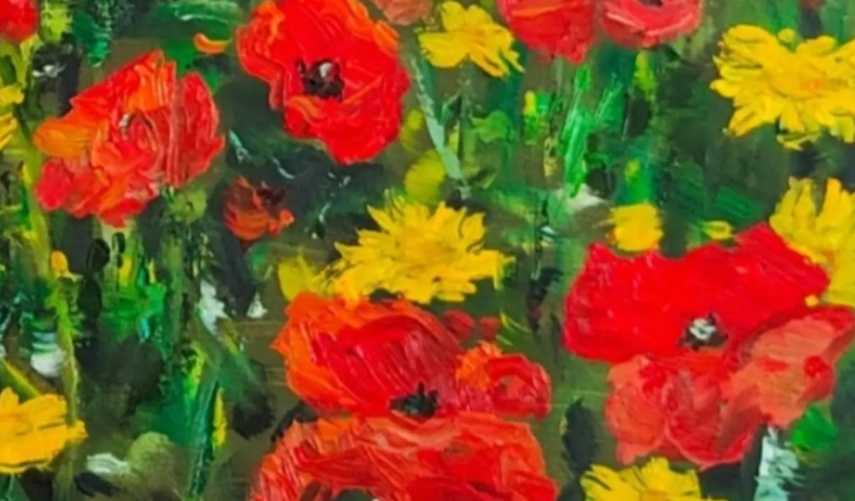 Acrylic Workshop this Summer: Poppies example