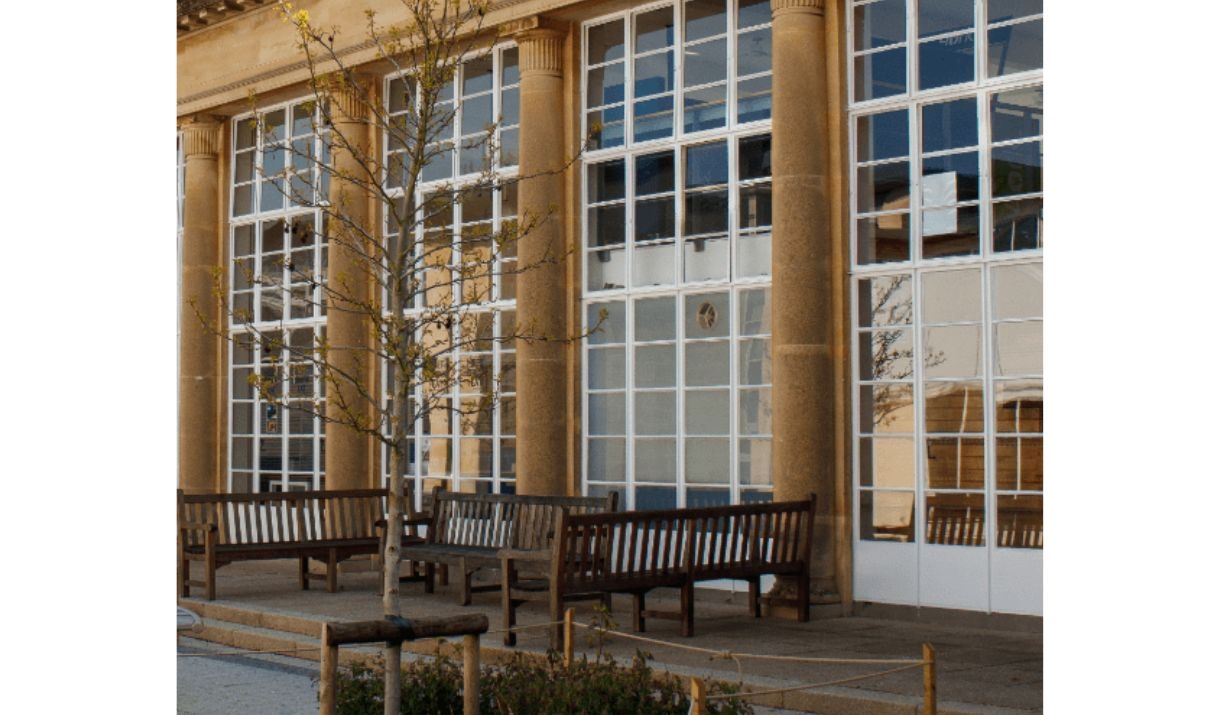 The rear view of the refectory at Newton Park. A building  designed by Molly Taylor