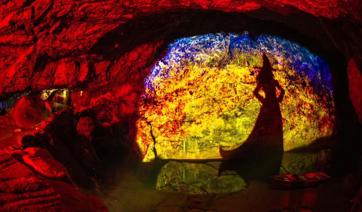 Wookey Hole Caves projection of Wookey Witch