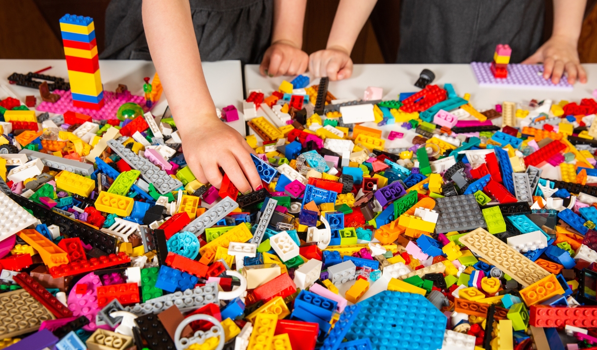 Children playing with building bricks