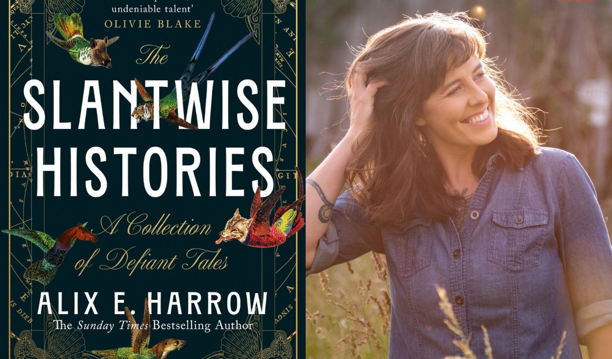 Author Alix E. Harrow with her new book, The Slantwise Histories