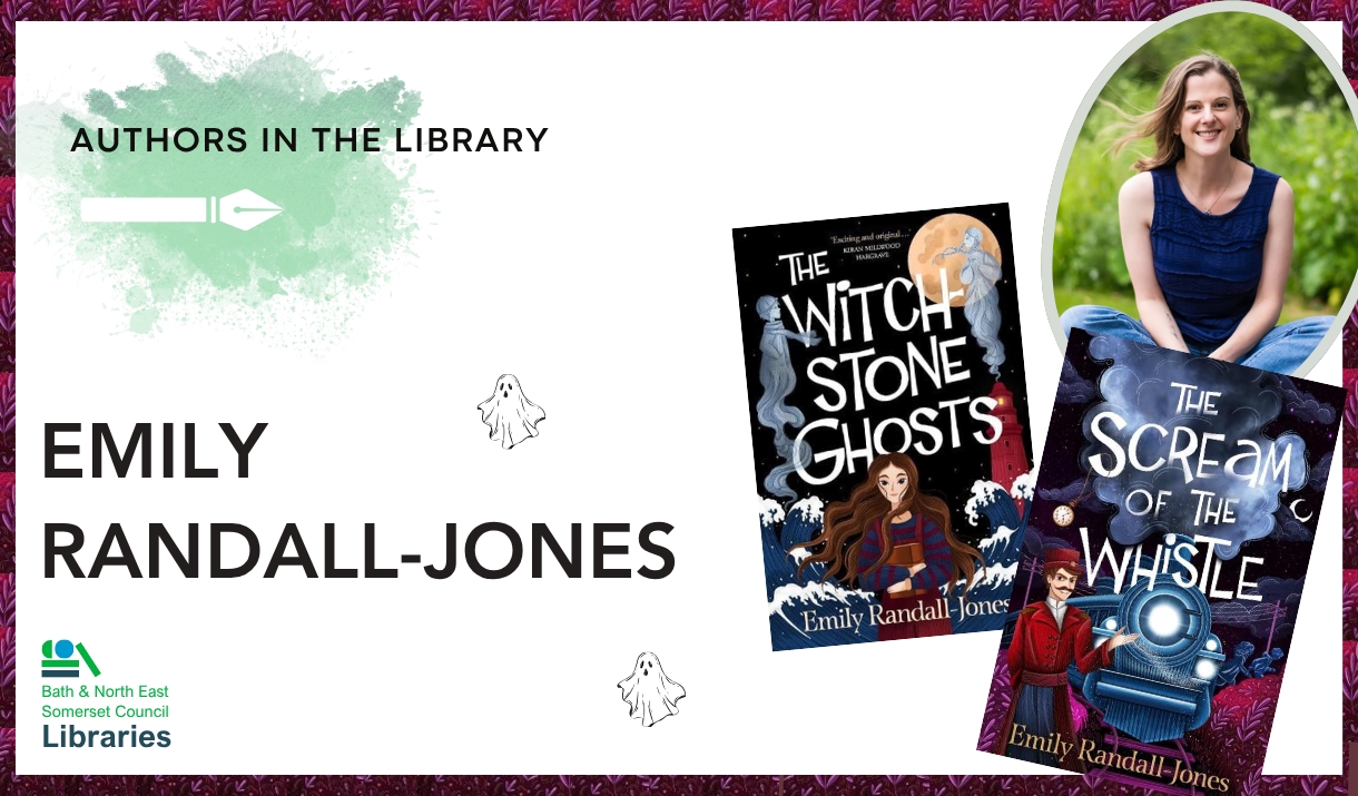 Authors in the Library - Emily Randall-Jones with her two books, The WitchStone Ghosts and The Scream of the Whistle.