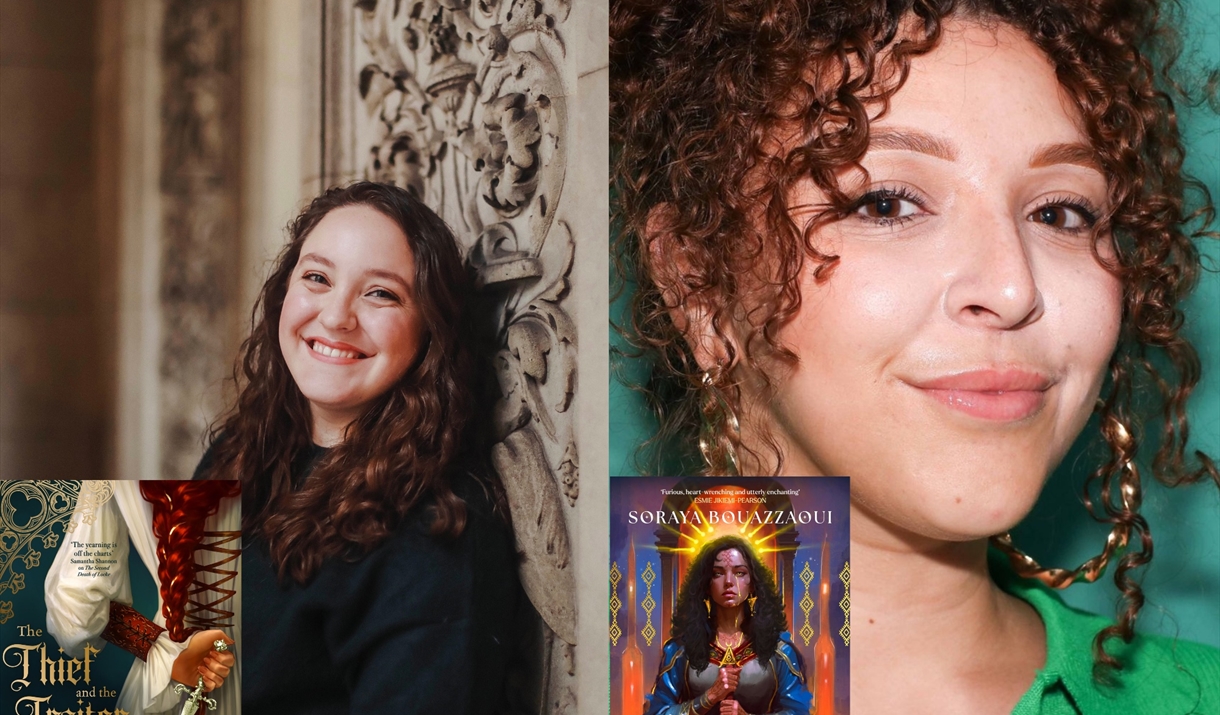 Author V.L. Bovalino (left) with her new book, The Thief and the Traitor Bride, and author Soraya Bouazzaoui (right) with her new book, Aicha.