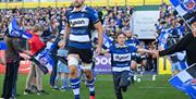 Bath Rugby players walking out the tunnel