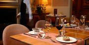 Table set with glasses of wine
