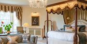 One of the bedrooms at Lucknam Park in Thickwood, near Bath