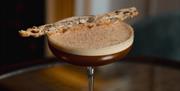 A close-up shot of a cocktail at The Bar at No.15 by GuestHouse, Bath.