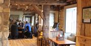 Interior of The Cross Guns pub at Avoncliff, near Bath.