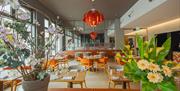 The interior of The Orange Artichoke restaurant, based within the Apex City of Bath Hotel.