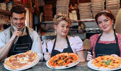 Jane Austen characters at Bath Pizza Co 
